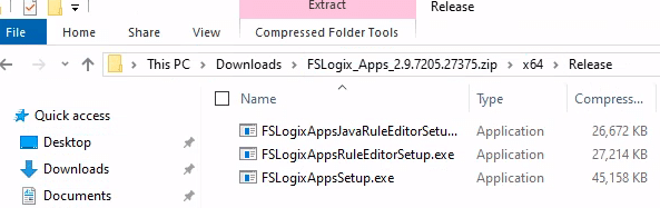 Screenshot of downloading the FSLogix installer on WVD.