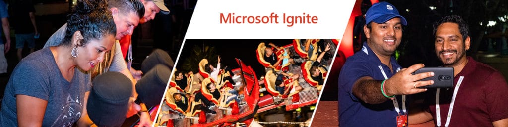 Image shows attendees enjoying Microsoft Ignite enjoying the Microsoft Ignite celebration.