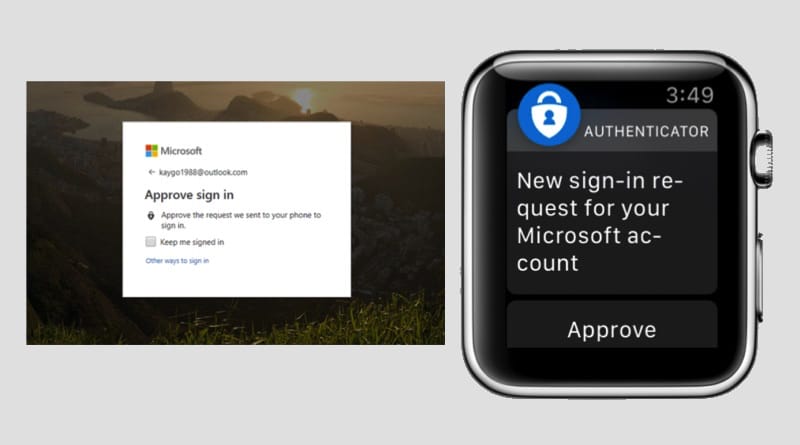 Image of the Microsoft Authenticator MFA challenge on an Apple Watch.