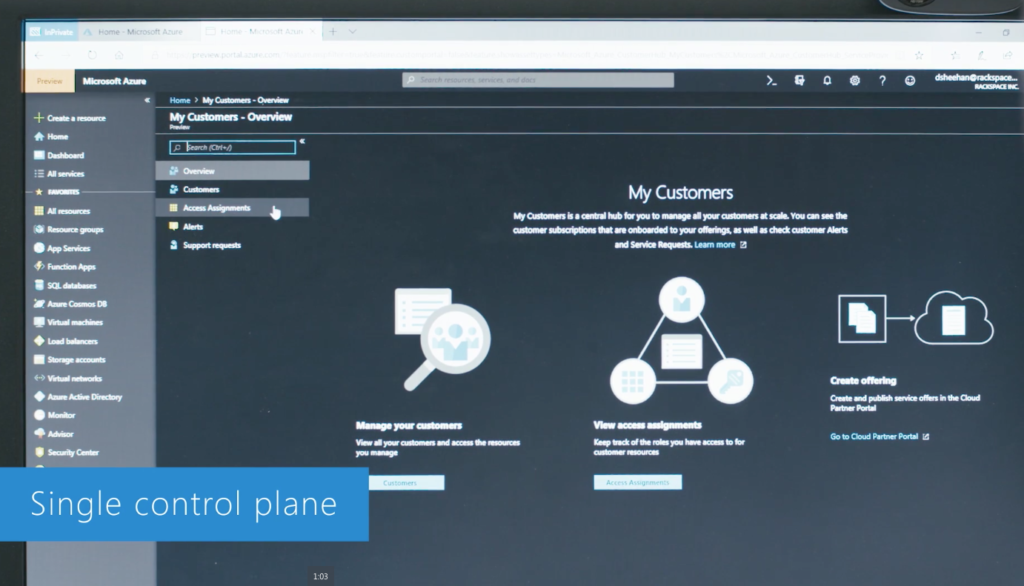 Screenshot shows an overview of customers in Azure Lighthouse.
