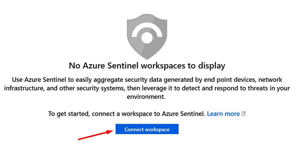 Screenshot to enable Azure Sentinel