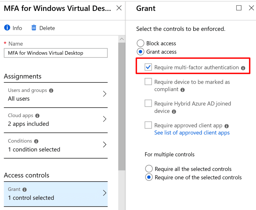 Windows Virtual Desktop with MFA Grant Access Screen