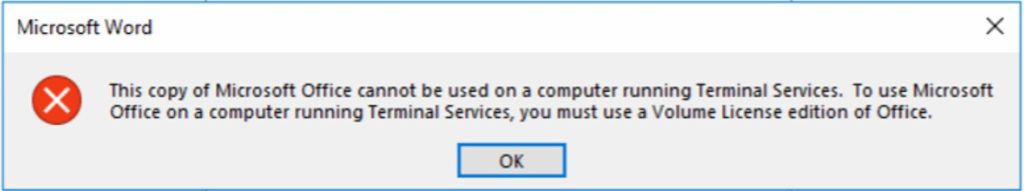Screenshot of an error when trying to deploy Office 365 ProPlus in Windows Virtual Desktop.
