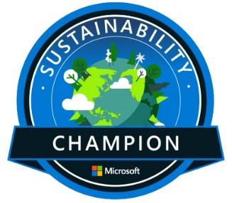 Image of Microsoft's Sustainability Champion badge.