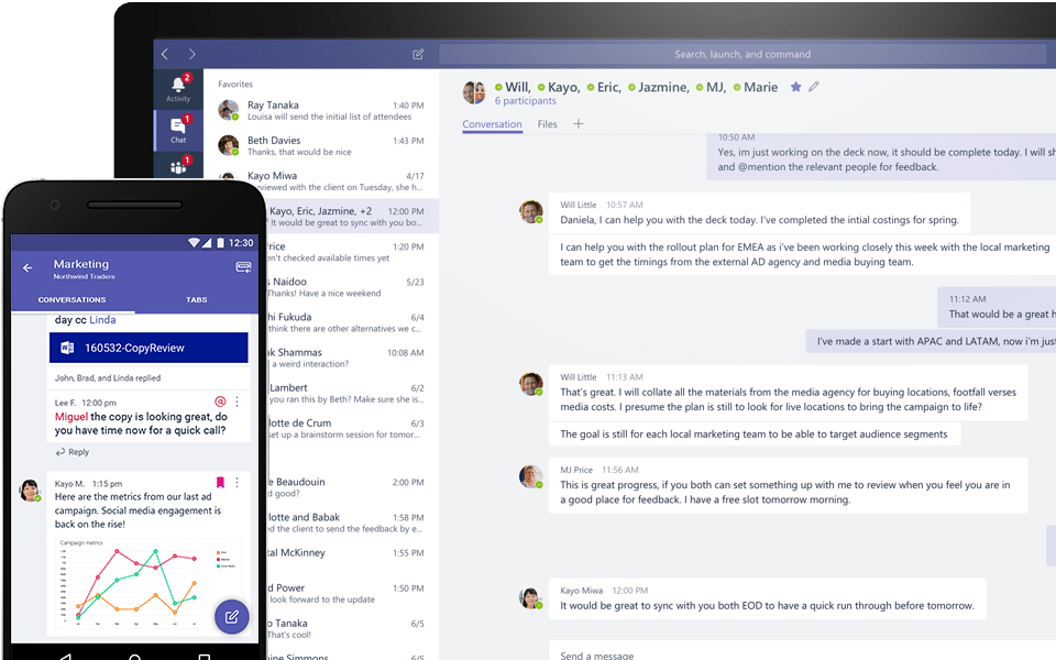 Screenshot image shows a group chat in Microsoft Teams.