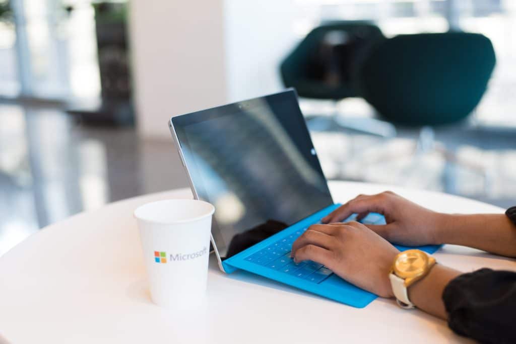 Picture of a person using a Surface Pro 