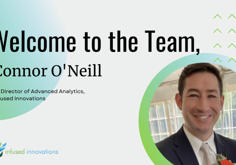 An image congratulating Connor O'Neill on his position as director of analytics at infused innovations.