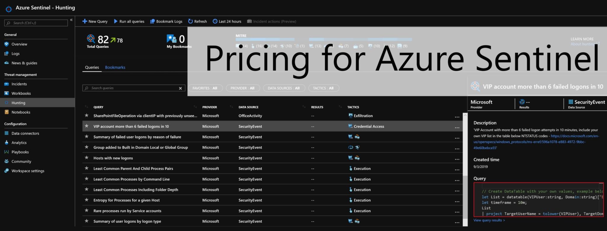Pricing for Azure Sentinel is GA 10